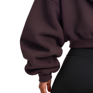Sweat à capuche court zippé pour femme, personnalisable avec logo, en molleton, style streetwear, vente en gros, OEM - Product Image 6