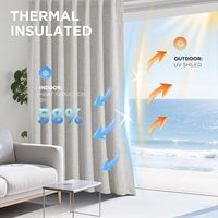 Rideaux occultants à 100 % pour chambre à coucher - Rideaux en lin naturel, isolants thermiques, 2 panneaux, passe-tringles et attaches à languettes