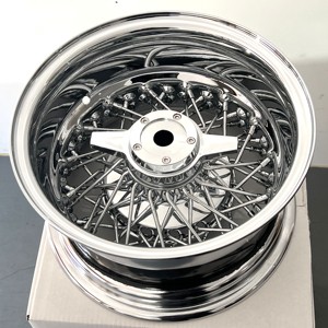 Nouvelle jante en acier chromé Raytop 13x7 14x7 à <span class=keywords><strong>60</strong></span> rayons, déport inversé, à rayons croisés, avec adaptateur et spinner, prête à être expédiée - Product Image 1