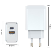 Cargador de Pared Rápido GaN de 35W con Doble Puerto USB A+C, Enchufe KR, para Teléfono Móvil, Adaptador de Viaje para Carga Rápida de Tabletas