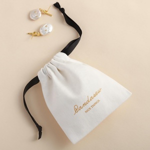 PandaSew Custom Logo <b>White</b> Luxury Twill Cotton Jewelry Packaging <b>Bag</b> <b>Small</b> Gift Jewelry Pouch - Product Image 3