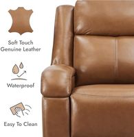 Fauteuil inclinable massant en cuir PU marron selle Watson Whitely pour adultes, avec appui-tête mural, ports de charge et structure en bois pour camping-car