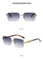 Super prix, haute qualité, nouveau style, lunettes de soleil sans monture, lunettes de soleil carrées en métal tendance