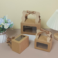 Boîte d'emballage cadeau transparente gaufrée pliable avec nœud décoratif et longue poignée pour gâteaux mousse, chocolats et bonbons - Vente en gros