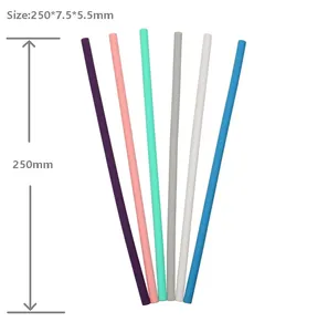 Gobelet en silicone pour bébé de 10 pouces de long, 7,5 mm x 5,5 mm, avec couvercle et paille pour boire, ensemble de pailles pliables en silicone de qualité alimentaire pour enfants - Product Image 1