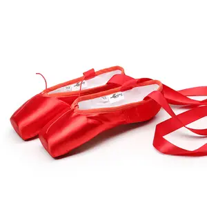 TJ297 Wholesale Girls Dance Point Shoes Satin Professional Ballet Child Pointe Shoes For Women