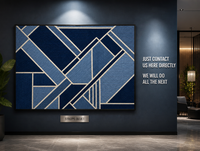 Art mural géométrique abstrait bleu marine tissé à la main en corde, encadré, pour hôtel, suite, salon, toile grand format, personnalisable en gros