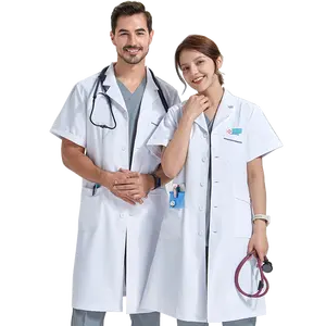 Kişiselleştirilmiş Lab Coat Surgeon veteriner Lab Coat kadınlar cerrahi kalite Premium dayanıklı klinik çalışma erkek beyaz ceket doktor