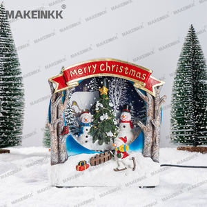 <span class=keywords><strong>Accessoire</strong></span> de village de <span class=keywords><strong>Noël</strong></span> animé, scène de train et de traîneau rotatifs en résine pour décorations de fêtes - Product Image 2