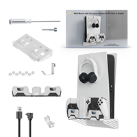 Kit de montage mural avec station de charge, pour disque PS5 et PS5 et version numérique, station de charge à double usage, blanc