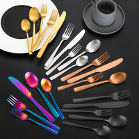 Ensemble de couverts en acier inoxydable de 20 pièces avec couteau à steak, ensemble de couverts noirs