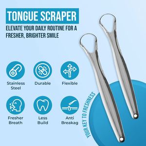 Nettoyant de Langue Portable Écologique en Acier Inoxydable Réutilisable en Forme de Cuillère, Approuvé et Personnalisable, Meilleure Vente pour Soins Bucco-Dentaires - Product Image 2