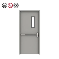 Porte coupe-feu en acier sur mesure UL CE, simple ou double battant, avec barre anti-panique et ferme-porte automatique