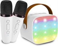 Machine de karaoké pour enfants et adultes, mini enceintes portables avec microphone sans fil et lumières, cadeaux de Noël et d'anniversaire pour filles