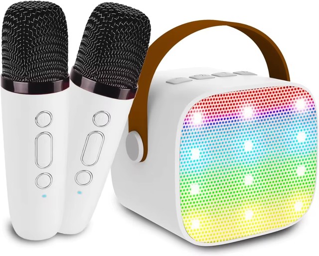 Karaoke Machine for Kids Adults Mini Portable Speakers With Wireless Microphone Lights Christmas Birthday Gifts for Girls Age
