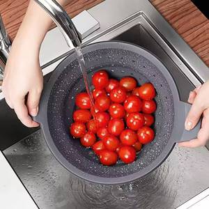 Fruit Vegetable Washing Large Round Kitchen Collapsible Colander Set Silicone Strainer <b>Storage</b> <b>Basket</b> - Product Image 6