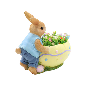 Statue en résine de lapin assis sur un champignon avec un bol en coquille d'œuf, décoration de jardin féerique, décoration de forêt fantaisiste, idéale comme pot de fleurs de bureau - Product Image 5