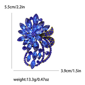 Rhinestone Flower Brooches Women Customized Fashionable Large Classic Vintage Elegant Stainless Steel Gold Plated Gift - Product Image 2