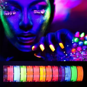 Set de 12 Colores de Polvo Fluorescente Luminoso, Brillo en la Oscuridad para Manicura, Fiesta, Rostro, Pestañas, Uñas, Pigmento Brillante, Herramienta de Salón DIY, Venta al Por Mayor - Product Image 1