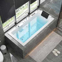 Baignoire de massage à remous moderne en acrylique avec contrôle Balboa, éclairage LED, baignoire spa autoportante pour une personne, salle de bain