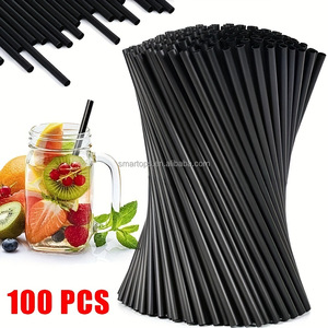 Smartops Dùng Một Lần Màu Đen Chỉ Đầu Phẳng Rơm Ngọc Trai Trà Sữa Cà Phê Milkshake Nhựa Rơm PP 6*230Mm Nhựa Rơm - Product Image 1