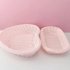 Cesto Intrecciato in Vimini a Prezzo all'Ingrosso, Ciotola per Servire Frutta, Verdura e Pane, Cesto in Rattan PP per Matrimoni e Caramelle in <span class=keywords><strong>Rosa</strong></span>, Blu e Viola - Product Image 1