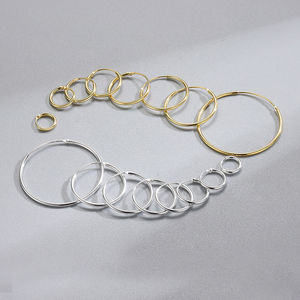 Pendientes de aro de <span class=keywords><strong>Plata</strong></span> de Ley <span class=keywords><strong>925</strong></span> para mujer, <span class=keywords><strong>aros</strong></span> dorados de 18K, calados, elegantes y a la moda - Product Image 1