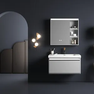 עיצוב פשוט אירופאי לקיר תליית דיקט ארון כיור אמבטיה עם כיור יד