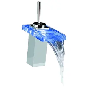 Batterie betriebene elektronische hochwertige LED-Glas waschbecken und Wasserhahn Bad armatur Chrom Toilette Waschtisch armatur