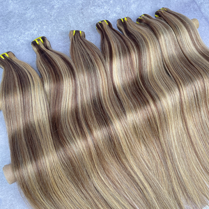 Extensions de cheveux humains lisses P4/27, mèches de cheveux vierges à deux tons, brun et <span class=keywords><strong>blond</strong></span> miel, extensions lisses et soyeuses - Product Image 5