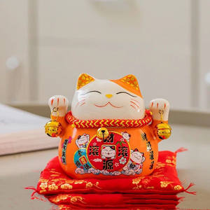 Figurine japonaise en porcelaine de 4,5 pouces, cadeau en céramique, chat porte-bonheur <span class=keywords><strong>Maneki</strong></span> <span class=keywords><strong>Neko</strong></span> pour la maison, l'hôtel, tirelire, décoration d'entreprise - Product Image 5