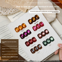 8 Couleurs 5 en 1 Gel Polish Effet Nuage Diamant Œil de Chat, Gel à Ongles Monophase Sans Base ni Top Coat, Kit de Couleurs UV 3 en 1 Prêt-à-poser