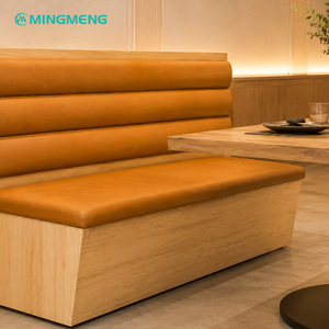 Asientos Modernos para Restaurante con Estructura de Madera y Tapicería Naranja, Juego de Muebles de Comedor Comerciales Resistentes - Product Image 1