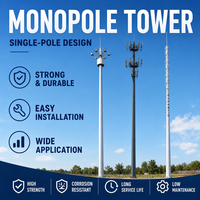 Tour de communication monopoteau robuste galvanisée à chaud, mât en acier autoportant pour station de base radio 5G GSM