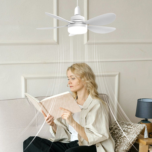 16 inch Trần <span class=keywords><strong>LED</strong></span> ánh sáng Quạt E26 & <span class=keywords><strong>E27</strong></span> Ổ cắm thông minh mờ bóng đèn quạt hiện đại kích thước nhỏ quạt trần điều khiển từ xa - Product Image 2