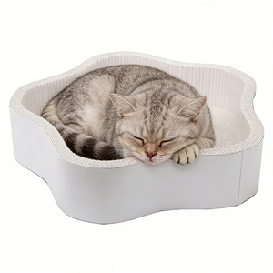 Nieuwe interactieve huisdierproducten: kattenkrabpaal en kattenbed van golfkarton in bloemvorm voor spelen en krabben - Product Image 3