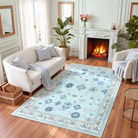 Boho Blau 5x7 Waschbare Teppiche für Wohnzimmer, Weiche Rutschfeste Teppiche für Schlafzimmer Kinderzimmer, Farmhaus Vintage Ultra Dünne Innenraumteppiche