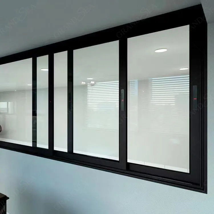 Factory Customize Simple Narrow Frame Hurricane Impact Automatic Large Home Glass Vertical Sliding Windows Aluminium