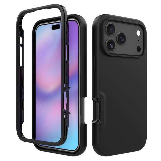 Dual Layer TPU Plastic Hybrid Mobile Phone Cases for iPhone 17 16 15 Pro Max Built in Screen Protector Protection Back Cover