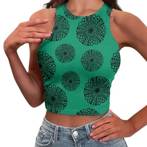 Gran Oferta personalizada Aloha Hawaiian Sea Urchin Prints Casual Elastic Women's Tight Navel-Baring Vest Without Borders Print on Demand - Product Image 2