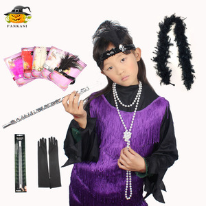 1920s Flapper Girl Costume Set With <b>Sequined</b> Headband Pearl Necklace And Cigarette Pipe Props For Party Carnival Dress Up - Product Image 2
