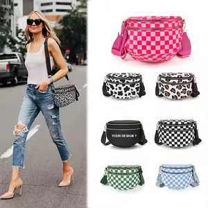 Sac <span class=keywords><strong>Banane</strong></span> à Carreaux Élégant pour <span class=keywords><strong>Femme</strong></span>, Sac de Voyage Pratique avec Ceinture - Product Image 5