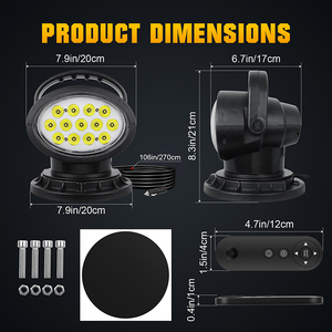 Lámpara de Búsqueda LED Impermeable IP66 con Montaje Magnético, Rotación de 360 Grados, Control Remoto Inalámbrico, para Emergencias Todoterreno, Precio de Fábrica - Product Image 2