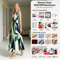 Robes décontractées imprimées longues à col en V sans manches pour femmes, style bohème, pour vacances à la plage, collection été 2026, personnalisables, en promotion