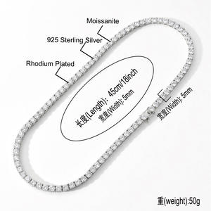 Hot Selling S925 <b>Silver</b> VVS Moissanite Diamond Rapper <b>Tennis</b> Chain <b>Necklace</b> 3-6mm Hip Hop Fashion with GRA Certificate - Product Image 3