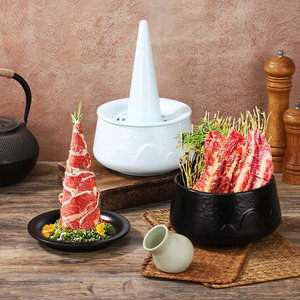 Plat de service conique en mélamine en forme d'arbre pour barbecue, bœuf Wagyu, wasabi, vaisselle de fête, idéal pour fondue - Product Image 1