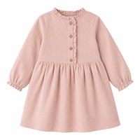 Robe trapèze style Mori pour petites filles, nouvelle collection automne 2026, 100 % coton, style artistique, col à volants, vente en gros