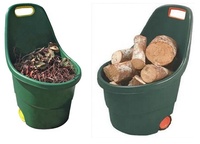 50L grande capacité deux roues camion à main en plastique Portable facile à déplacer 48 litres feuille Collection jardin ordures stockage chariot à benne basculante