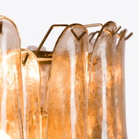Lustre en verre ambré à plusieurs niveaux, luminaire suspendu en acier doré pour hôtel, escalier, hall, villa, lumières personnalisées E12