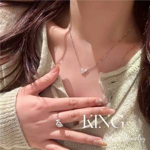 King Silver Jewelry Butterfly Necklace <b>Ring</b> S925 Sterling Silver Claw Setting Unisex Fashion Jewelry - Product Image 4